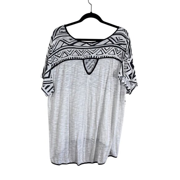 Cato Top Women 22 White Western Aztec Summer Sporty Neutral Retro Office 80s - Picture 10 of 15